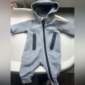 Nike Gray and Black Footies One Piece with Hood